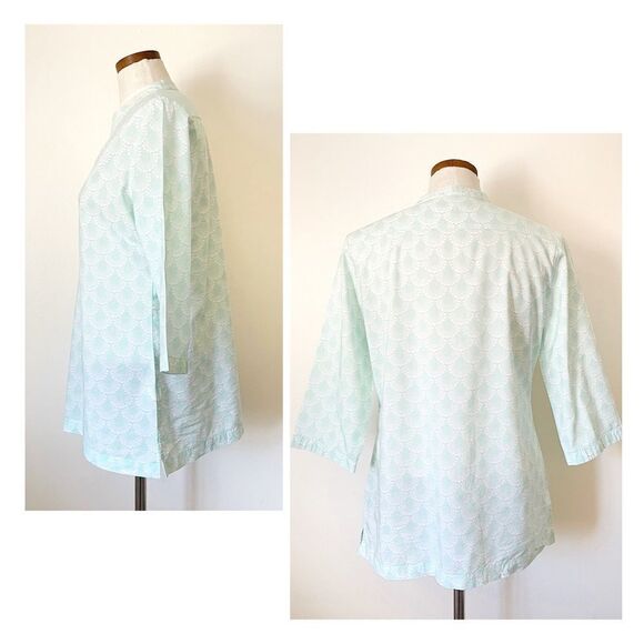 Peter Millar Sea Green printed button down shirt preowned size Medium - Picture 4 of 5